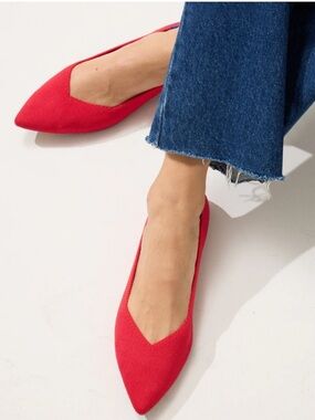 Rothy’s Red Point Toe Flats Size 6.5